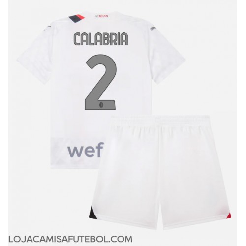 Camisa de Futebol AC Milan Davide Calabria #2 Equipamento Secundário Infantil 2023-24 Manga Curta (+ Calças curtas)